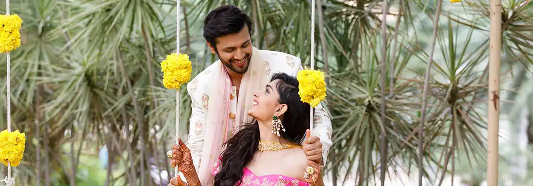 Romantic wedding celebration in a scenic resort setting